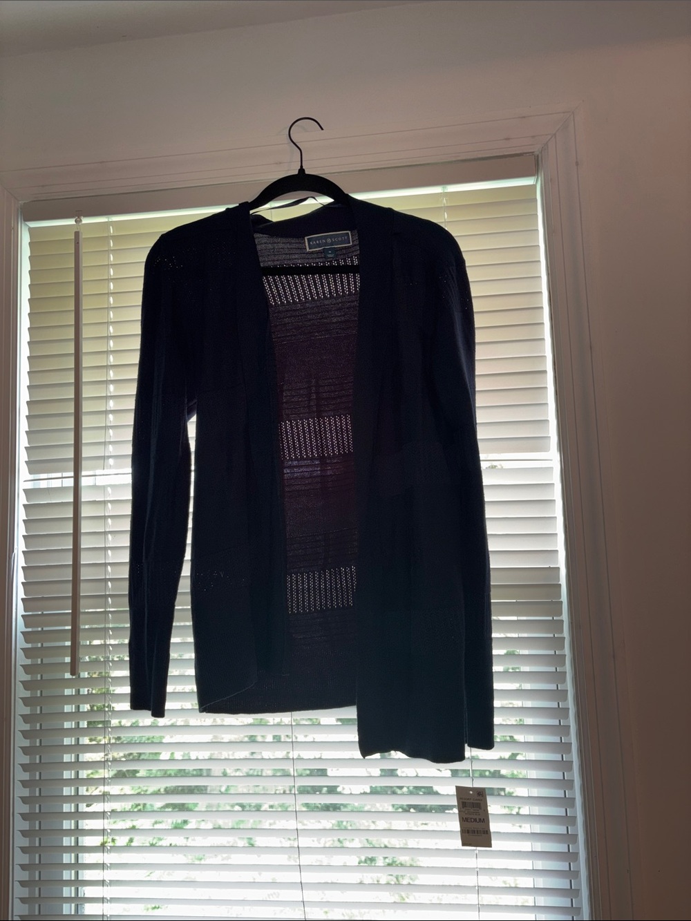 Karen Scott Black Open-Front Lightweight Cardigan